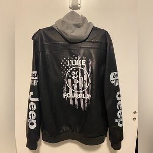 Faux Leather Hooded Jeep Jacket